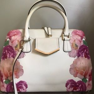 Calvin Klein White flowered tote